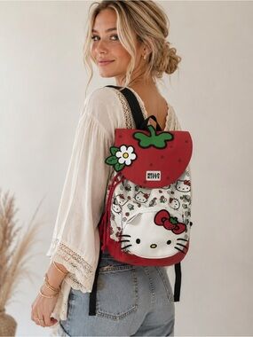 Hello Kitty Red and White Strawberry Print Backpack